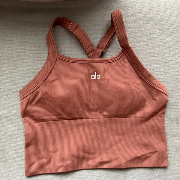Alo Yoga Seamless Ribbed Favorite Bra Tank Chestnut XS - Image 2