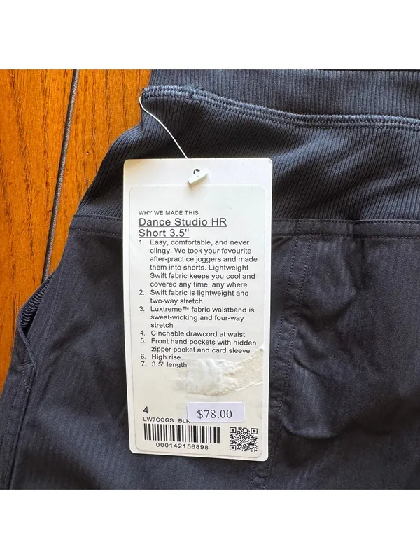 Lululemon Dance Studio Short High Rise 3.5” Black Size 4 NWT - Image 4