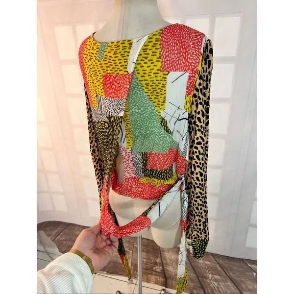 Blink London Anthropologie unique wrap long sleeve blouse size xl - Image 10