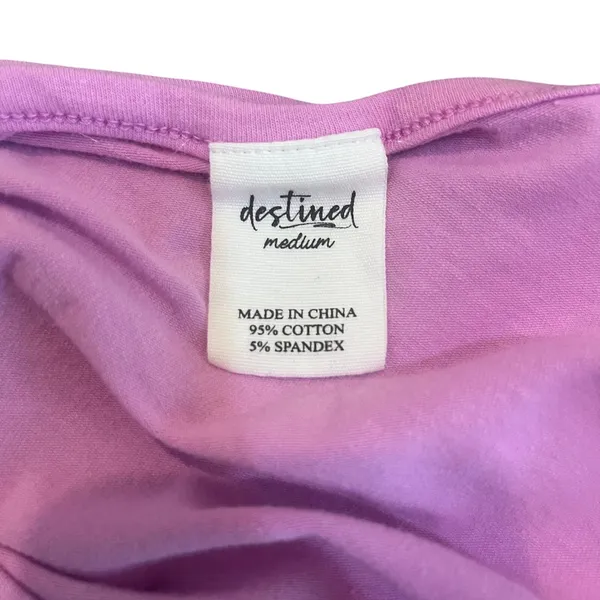 Destined Short Sleeve Casual Summer Crew Neck Strappy Cropped Top Pink Medium - Image 4