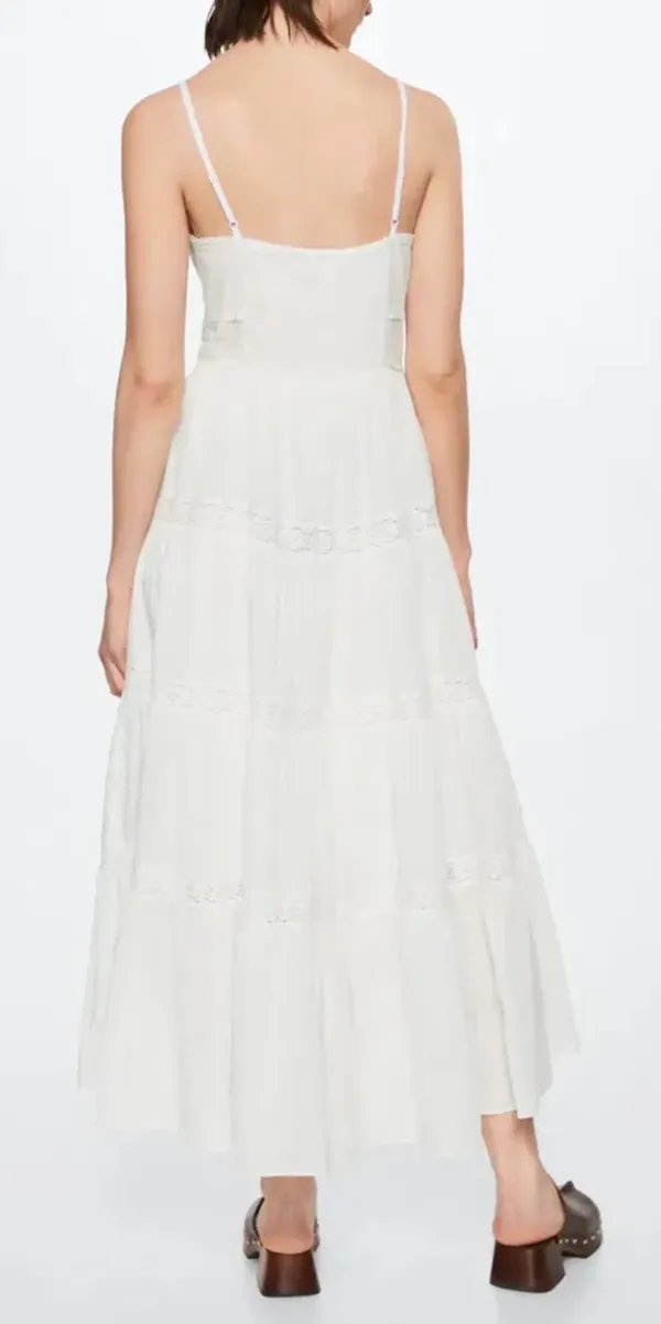 Mango White Cotton Tiered Dress - Image 9