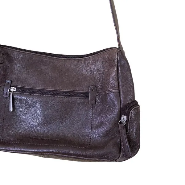 Vintage Stone Mountain Brown Leather Shoulder Bag - Image 4