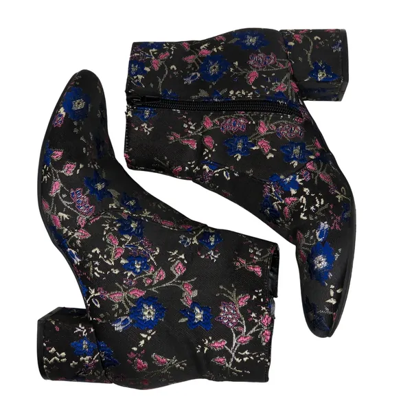 Unisa Uncayzea Ankle Boots Floral Embroidered Black Heel Booties 7.5 - Image 6