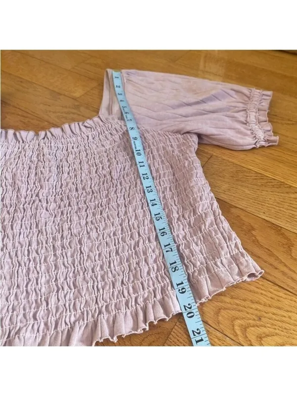 We the free Free People lilac top blouse elastic body puff sleeves XL Coquette - Image 5