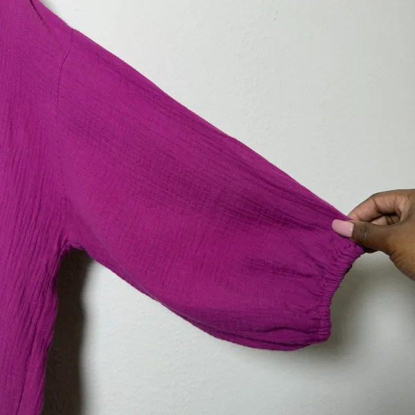 Young Fabulous and Broke‎ Women Cotton Gauze Shirt Dress Small Magenta Lagenlook - Image 4