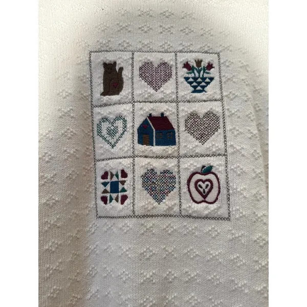 Bon‎ Worth Vintage Quiltrd Collared Sweater Grandma Cottagcore Women's Sz Large - Image 2
