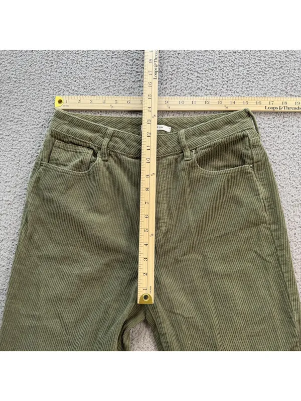 Pacsun Olive Green Corduroy Mom Jeans Womens 29 High Rise Tapered Y2K Indie - Image 3