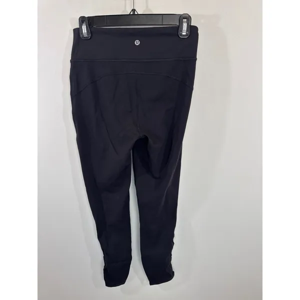 Lululemon Black High Rise Macrame Lattice Leggings Size‎ 8 Yoga Workout Pants - Image 7