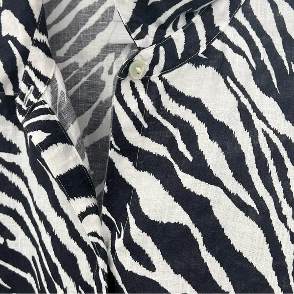 Chico’s blouse large 100% linen No-iron zebra animal print button front tunic - Image 6