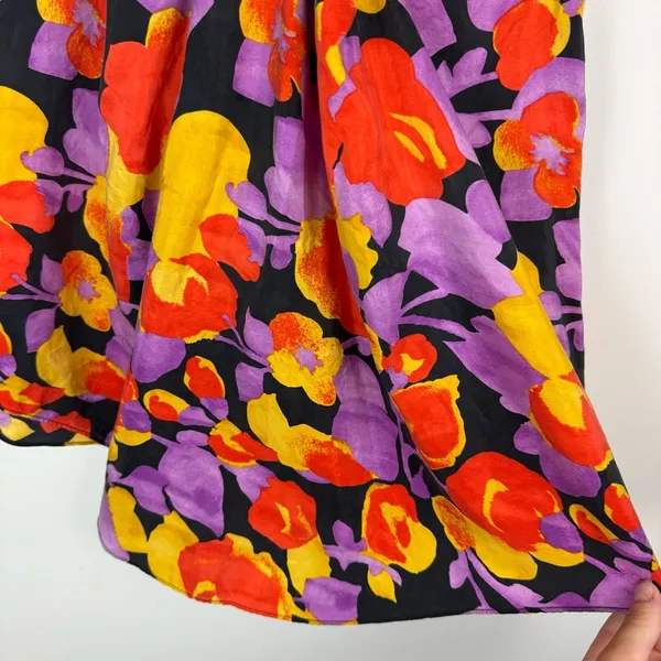 Y2K Abstract Floral Halter Top Sz Medium 100% Silk - Image 7