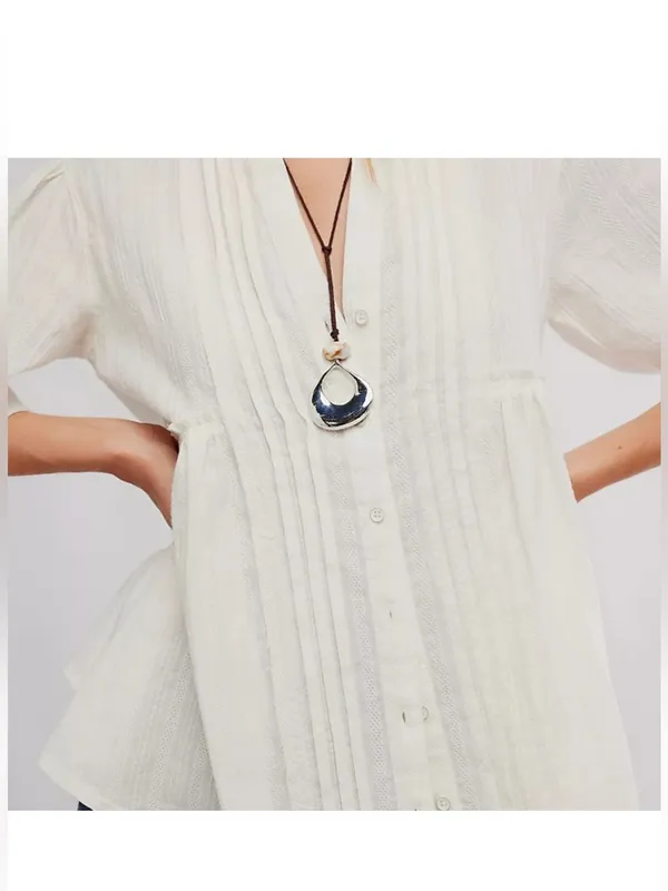 Free People We the Free Willow Button Down Ivory NWT size Small Light Boxy Airy - Image 4