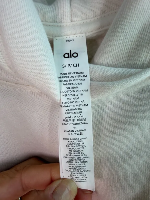 Alo Yoga White Cropped Hoodie Size S - Image 6