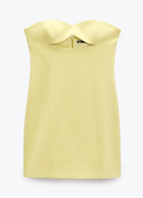 ZARA Bodycon Strapless Mini Lemon Party Coctail Shower Bridal 🍋Dress - Image 24