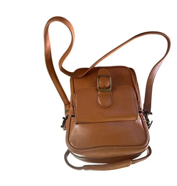 Frye Carmel Brown Genuine Leather Boho Satchel Small Anti Theft Crossbody Bag - Image 15