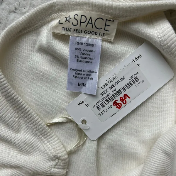 L Space Cream Aliana One Shoulder Mini Dress Size Medium - Image 10