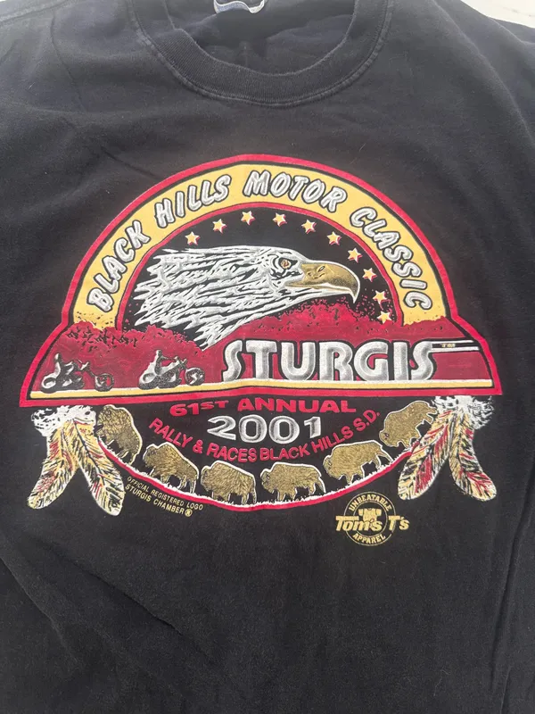 Hanes Vintage 2001 Sturgis Rally T Shirt L Black Hills Motor Classic Biker Motorcycle - Image 2