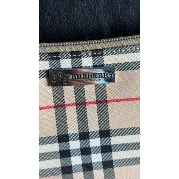 Burberry London Nova Check Canvas Leather Clutch Bag Tan Black No Strap - Image 3