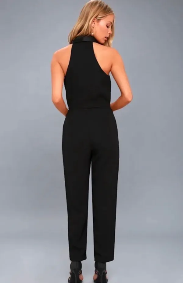 Lulus Park Avenue Black Sleeveless Jumpsuit - Size Medium - Image 3