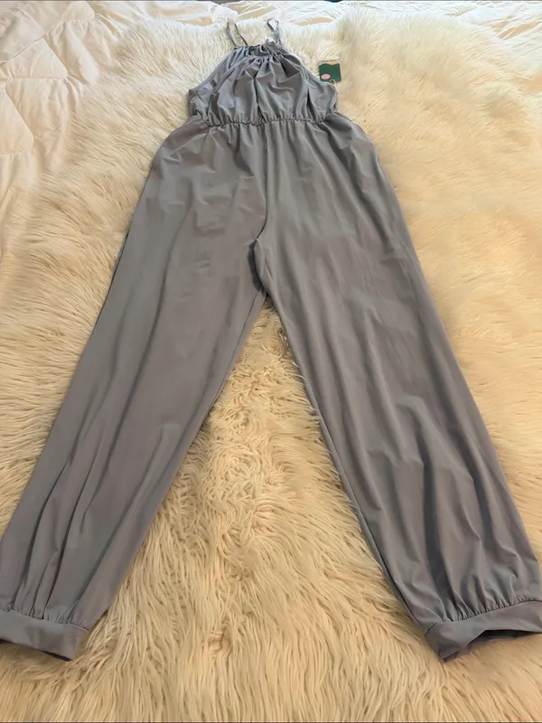 HALARA Slate Blue Lightweight Jumpsuit with Spaghetti Straps size M brand new - Image 4