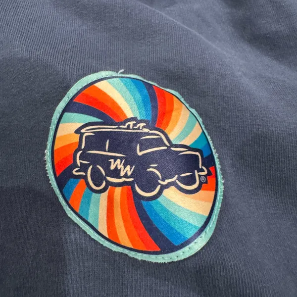 WEARS WOODY Vintage Heavyweight Navy Blue Jeep Hoodie | Size Large - Image 2