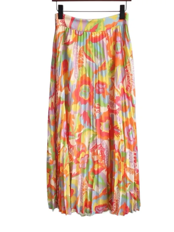 Sezane Dilo Jupe 70s Floral Pleated Midi Skirt , 34/US 2 - Image 2