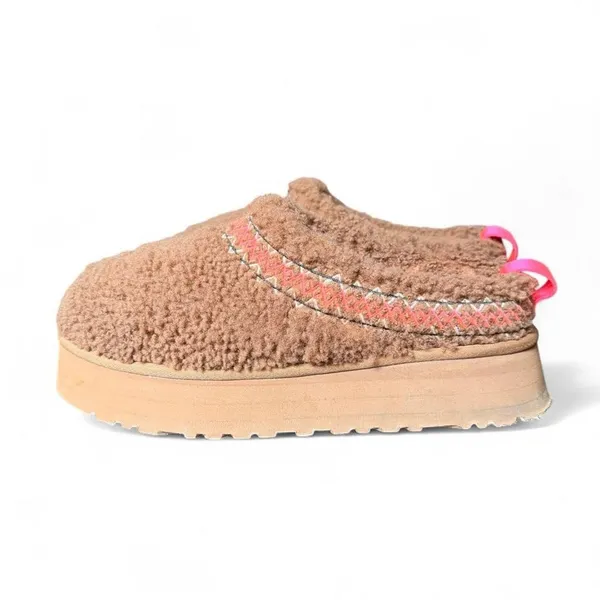 UGG Tazz Heritage Braid Platform Slippers Hardwood Shearling Women’s Size 10 - Image 3