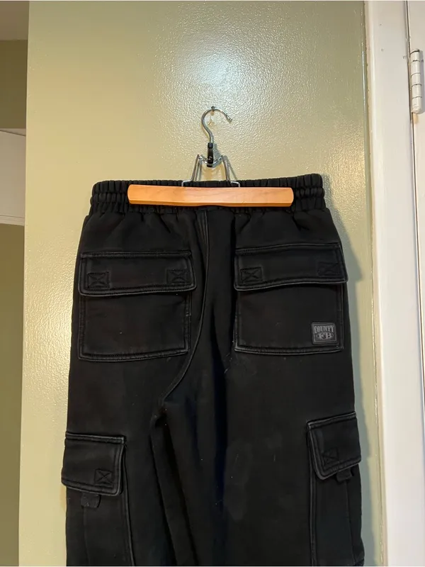 FB County Women's Size Small Heavyweight Baggy‎ Cargo Sweatpants Black Cotton - Image 11