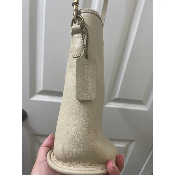 vtg Coach Mini Shopper Bucket Tote Bag 9993 ivory leather top handle crossbody - Image 8