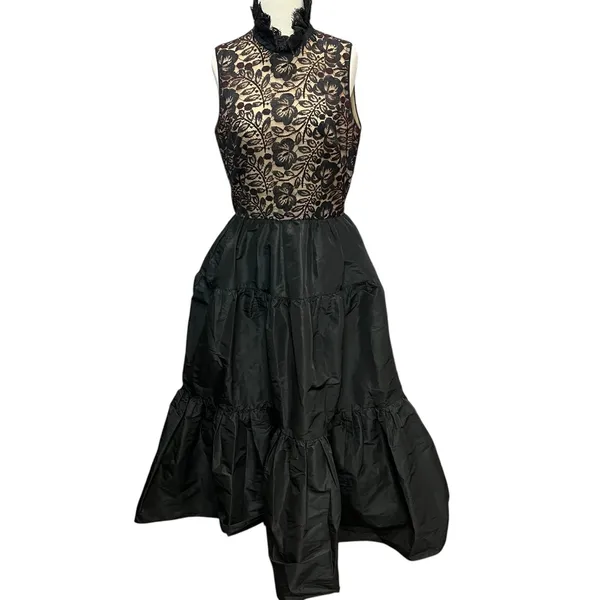 Vintage Lillie Rubin Evening Gown XS-S Black Lace Taffeta‎ Romantic Victorian - Image 3