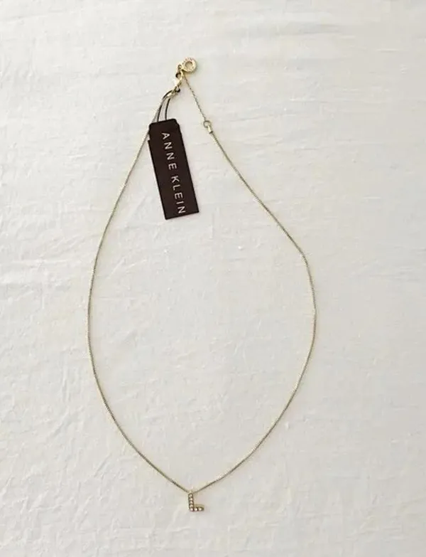 Anne Klein Y2K Dainty Gold Rhinestone ‘L’ 16” Necklace NWT - Image 4