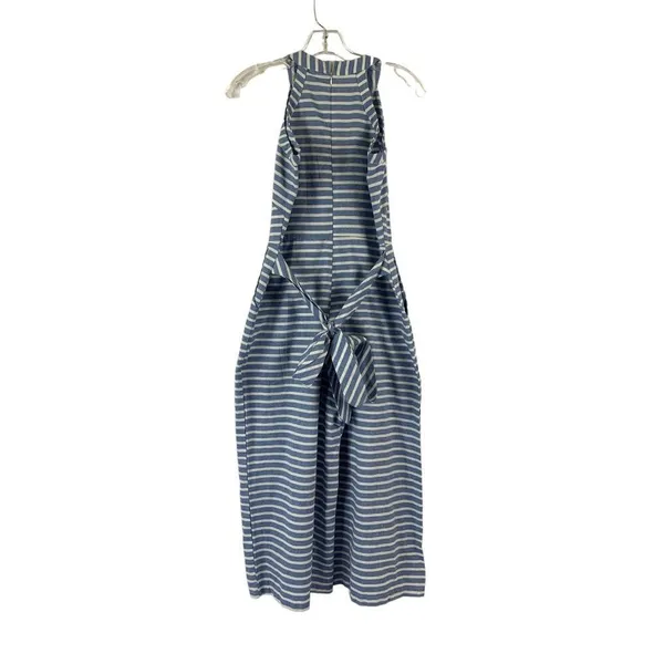 Women's Blue & White Stripe Pants Jumpsuit - Image 2