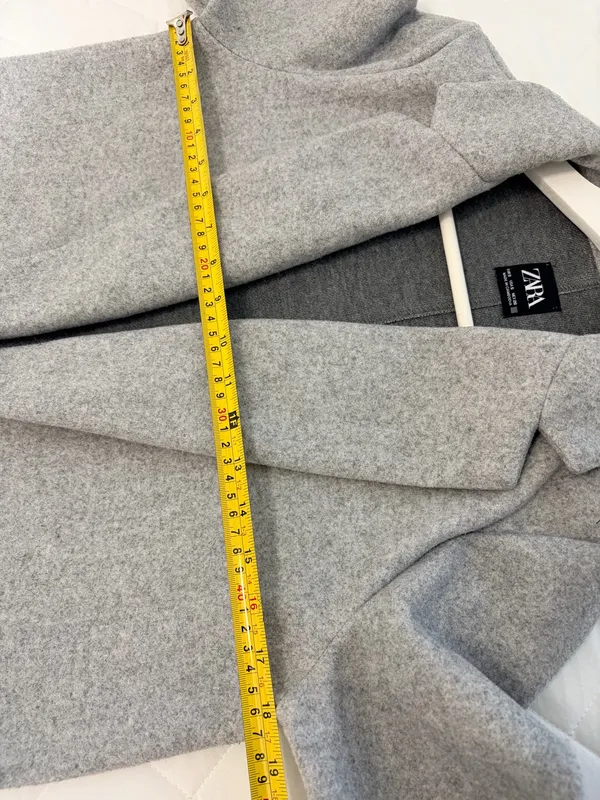 ZARA Gray Long Coat Duster Overcoat Minimalist Quiet Luxury Office Timeless Sz S - Image 7