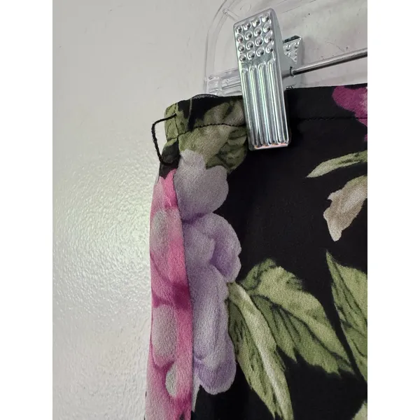 Allison Taylor Dark Floral Silk Midi Skirt Size Medium - Image 5