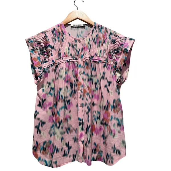 Baukjen Pink Gia‎ Floral Watercolor Short Sleeve Blouse Size US 4 - Image 2