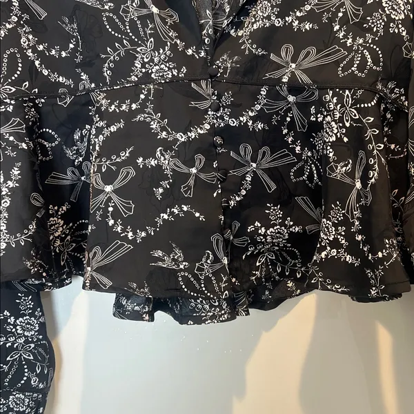 Free People intimately Black Floral Button-Down sleep Blouse size XL. - Image 6