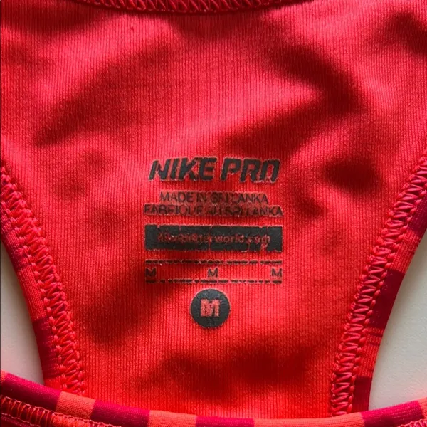 Nike Women's Pink & Orange Check Sports Bra - Image 3