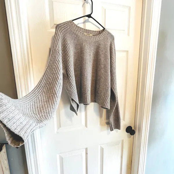 PHARAOH Knit Sweater Grey Wool Cashmere Blend Cropped Pullover Quiet Luxury M - Image 5