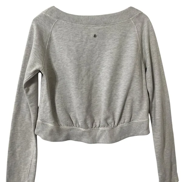LULULEMON Good Karma Crop Gray Sweatshirt Pullover Crew Top - Image 5