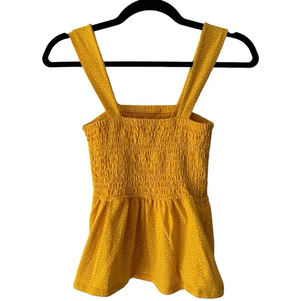 Express Yellow Square Neck Polka Dot Cottagecore Smocked Tank Top Size XS - Image 2