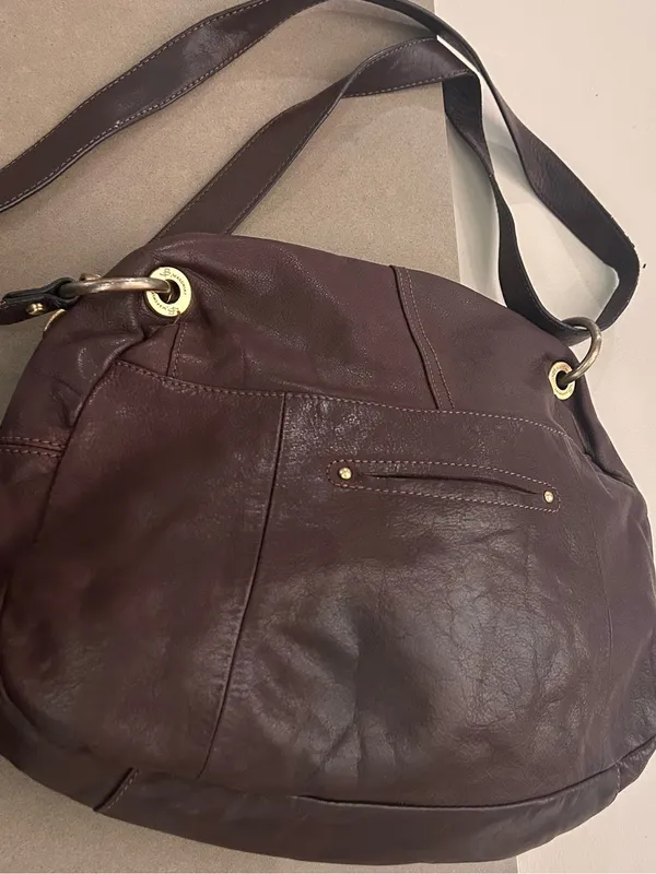 Bag Brown Leather Bag with Gold Hardware-leather! - Image 10