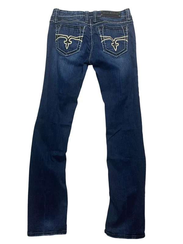Rock Revival size 31 Eugenia denim Indigo Bootcut Jeans Contrast Stitching west - Image 2