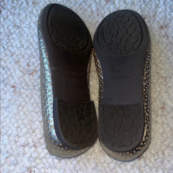 Vionic Anita Leather Lynx Woven Geo Round Toe Ballet Flat‎ Slip On Gold 6.5 - Image 7