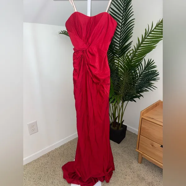 Revolve FAVIANA Red‎ Strapless Evening Knot Front Mermaid Sweetheart Gown 0 - Image 5