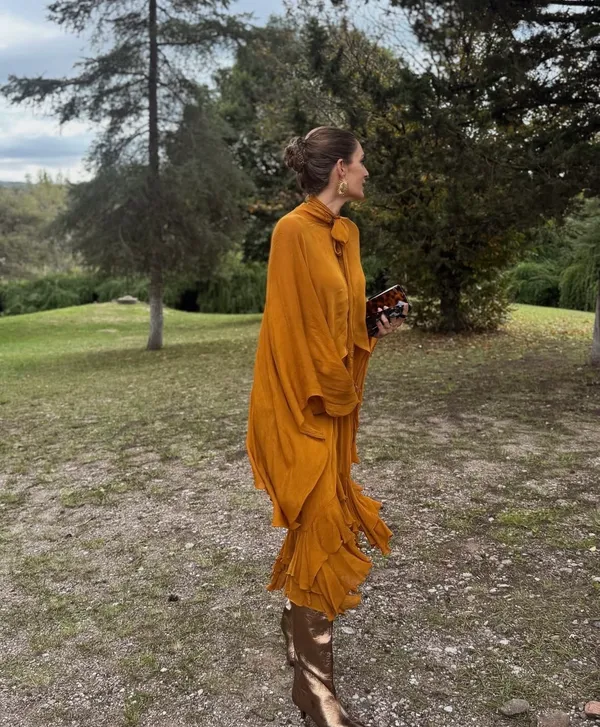 Zara dress maxi cape mustard yellow flowy kimono kaftan boho summer - Image 2