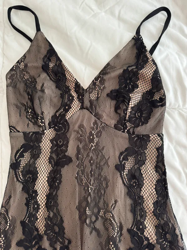 Laced Mini Dress Tan - Image 2