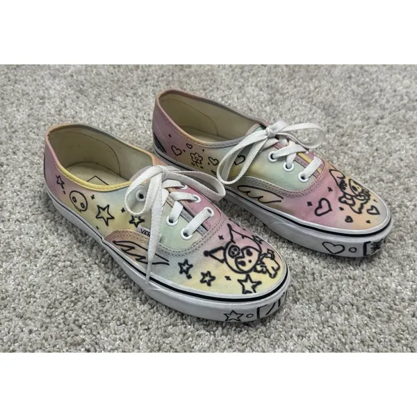VANS Custom San Rio Kuromi My Melody Rainbow Tie Dye Low Top Skate Shoes Size 7 - Image 2