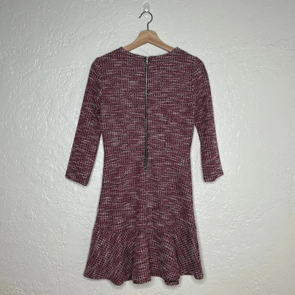 Gap Women's Houndstooth Tweed 3/4 Sleeve Crewneck‎ Dress Red Black White Size 2 - Image 4