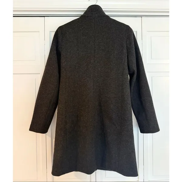 Chartou grey wool blend funnel neck peacoat size small Gray - Image 5