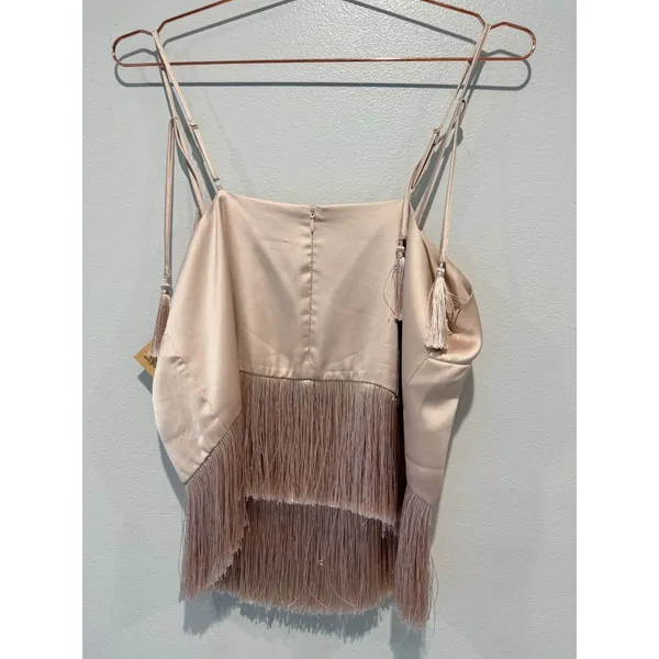 BAILEY 44 Sleeveless Camisole top Fringe satin silky L - Image 4