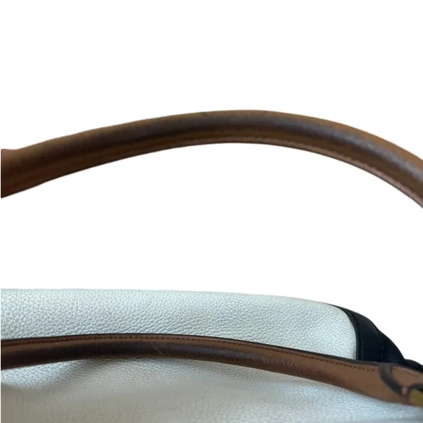 Tory Burch Frances Satchel‎ Colorblock Leather Navy Cream Tan - Image 16